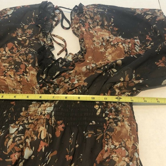 Aniche Boutique Santa Sofia Floral And Gold Peasant Dress Women Small Open Back - Picture 11 of 12